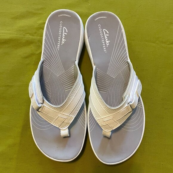 Clarks Cloudsteppers Womens Breeze Reyna White Sandals Size 9 - Picture 2 of 8